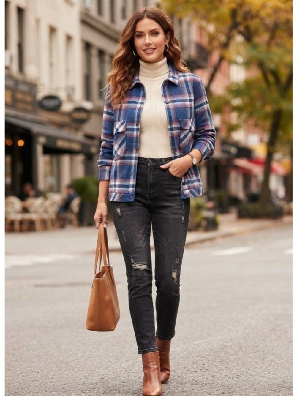 Zara Woman XL Long Sleeve Snap Button Plaid Shacket